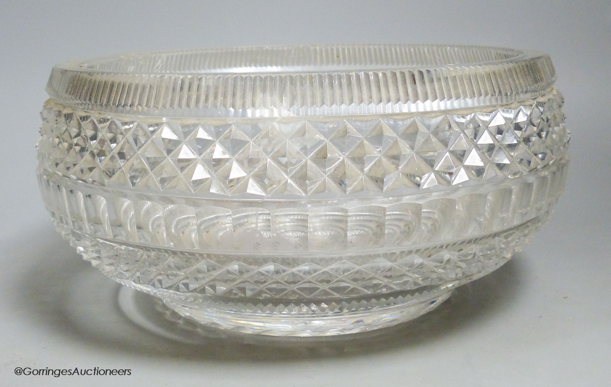 A late 19th century Irish cut glass bowl, possibly Waterford, diameter 27cm